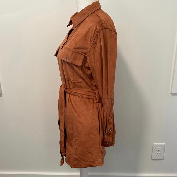 Jessica Simpson Button Front Brown Suede Dress - Picture 3 of 12